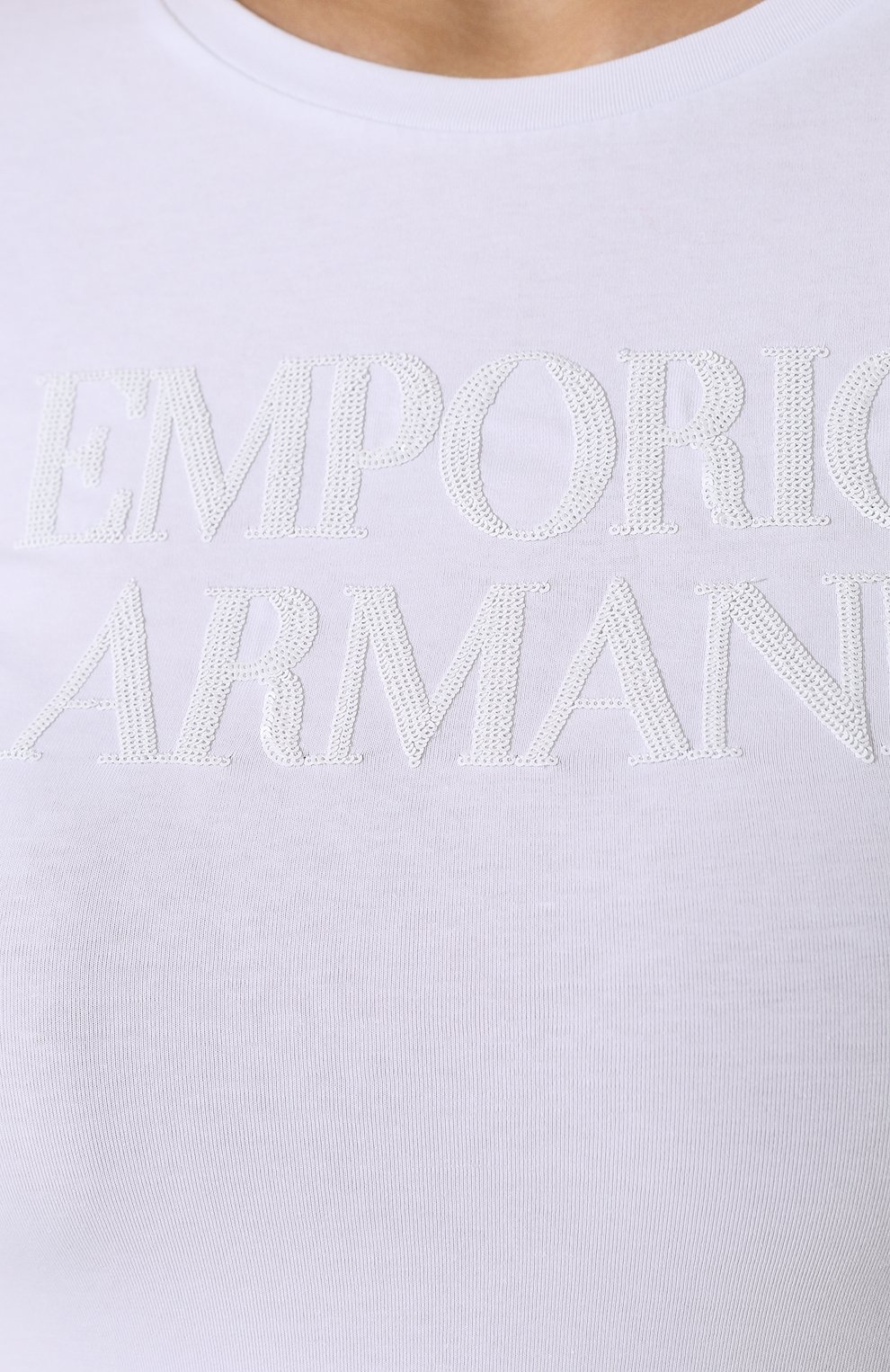 Хлопковая футболка EMPORIO ARMANI белого цвета по цене 11700 руб., арт. 3G2T86/2JQAZ, фото 5 Хлопковая футболка EMPORIO ARMANI, арт. 3G2T86/2JQAZ, фото 5