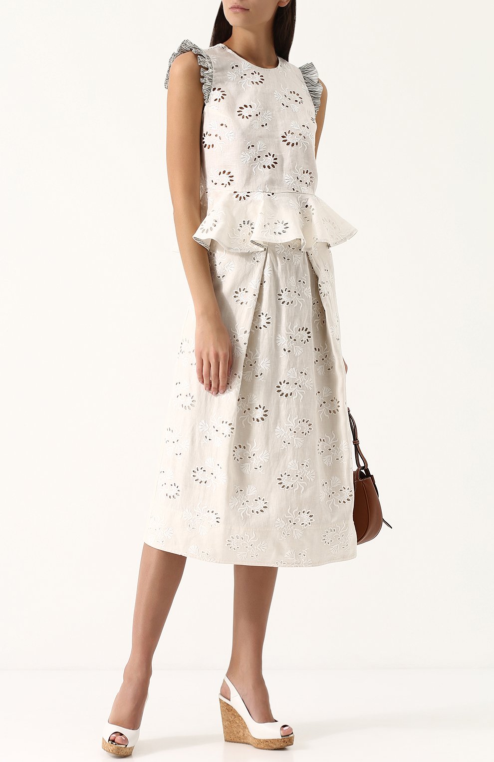 Льняная юбка-миди с поясом REBECCA TAYLOR белого цвета по цене 34650 руб., арт. 218276S832, фото 2 Льняная юбка-миди с поясом REBECCA TAYLOR, арт. 218276S832, фото 2