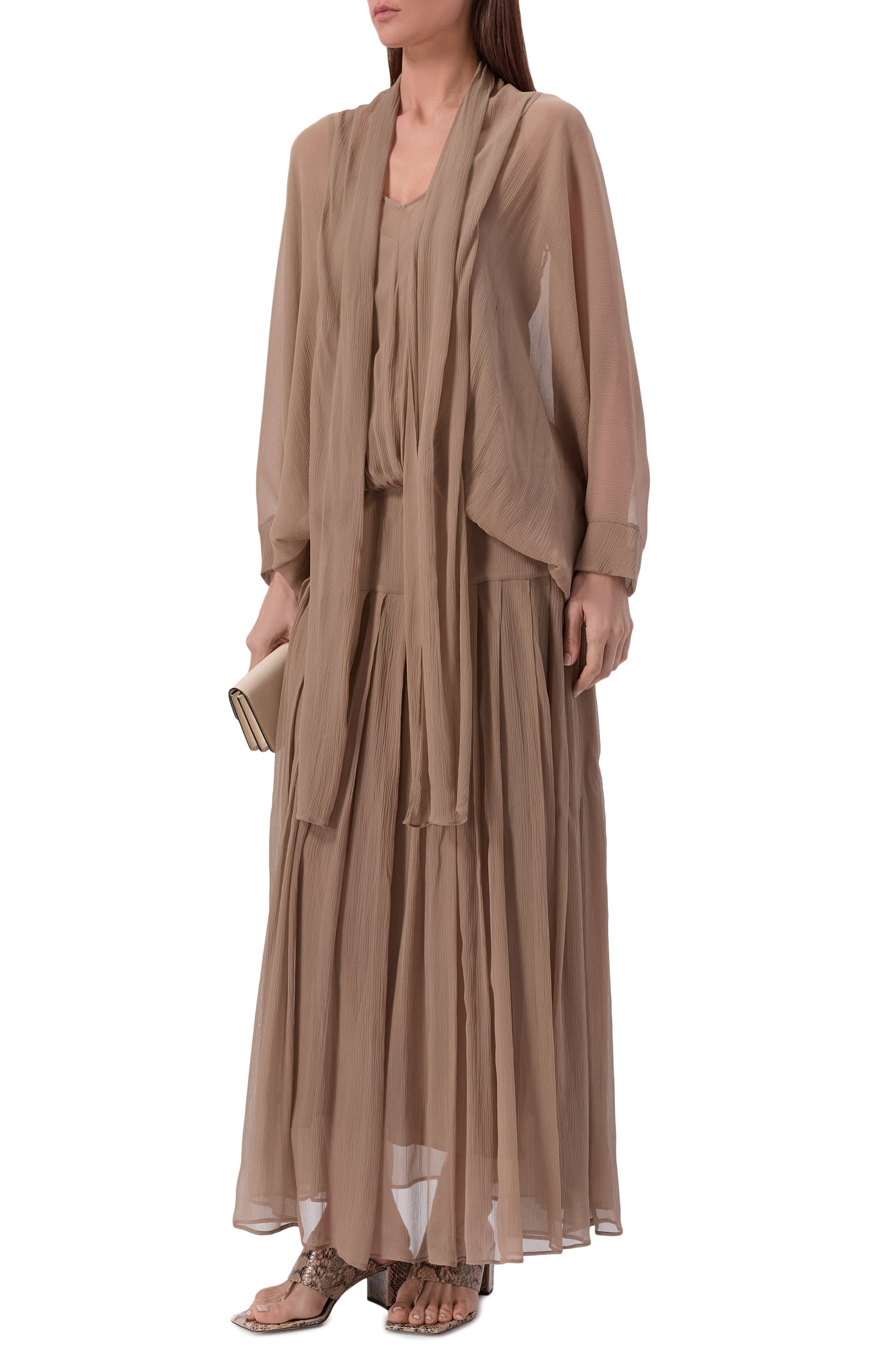 Шелковое платье ALBUS LUMEN коричневого цвета по цене 108000 руб., арт. AL.RT25.001_SET, фото 2 Шелковое платье ALBUS LUMEN, арт. AL.RT25.001_SET, фото 2