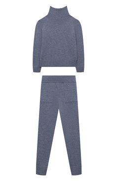 Детская комплект из свитера и брюк WOOL AND COTTON синего цвета, арт. VRUSP-R16 | Фото 1 (Материал внешний: Шерсть; Материал сплава: Проставлено; Девочки Кросс-КТ: Костюмы-спорт; Драгоценные камни: Проставлено; Рукава: Длинные; Ростовка одежда: 5 лет | 110 см, 6 лет | 116 см, 10 - 11 лет | 140 - 146см, 24 мес | 92 см)