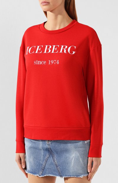 Хлопковый свитшот ICEBERG красного цвета по цене 29950 руб., арт. 19I I2P0/E012/6330, фото 3 Хлопковый свитшот ICEBERG, арт. 19I I2P0/E012/6330, фото 3