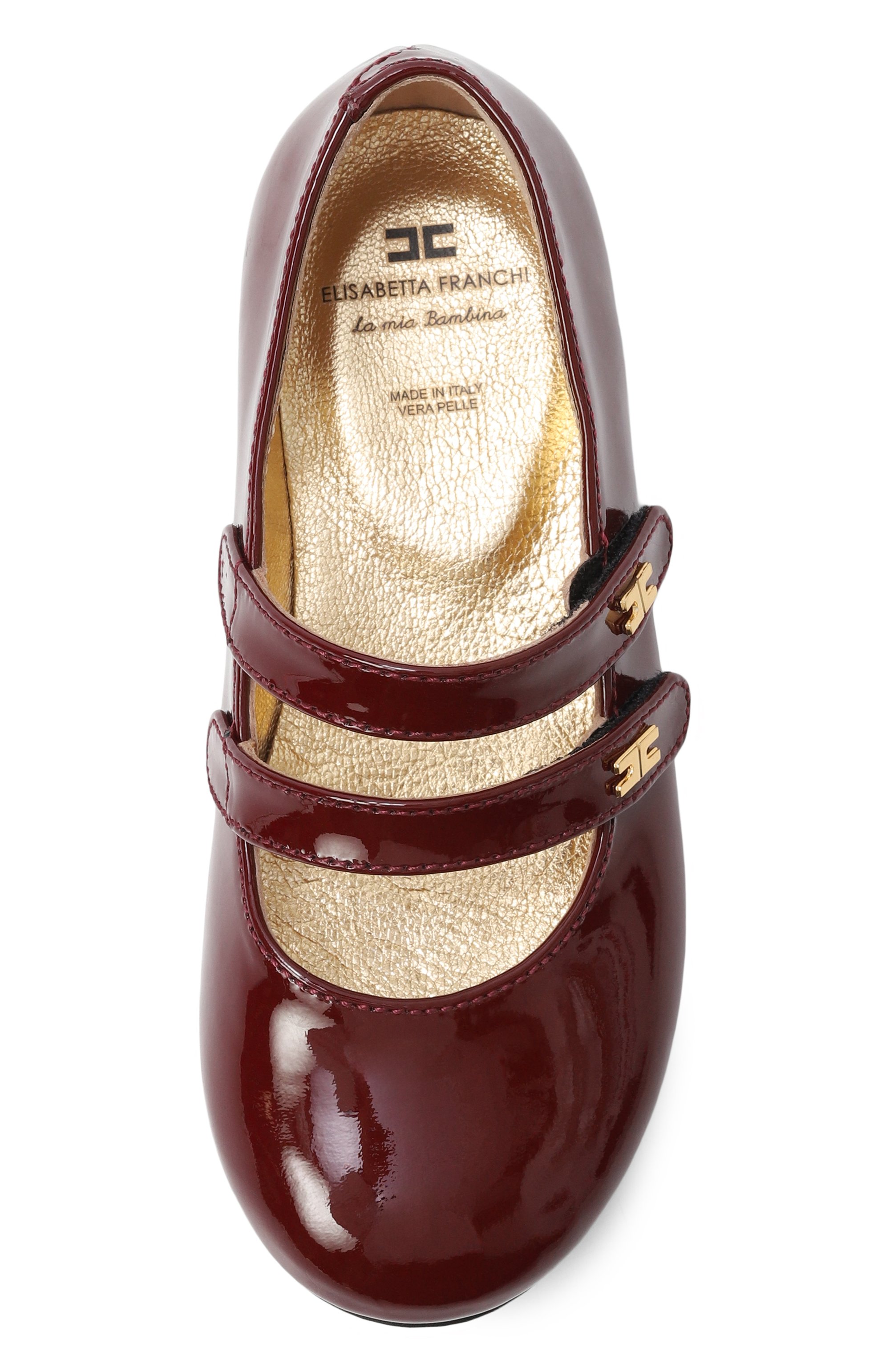 Кожаные балетки ELISABETTA FRANCHI LA MIA BAMBINA бордового цвета по цене 19000 руб., арт. F1A3-E0322-0286R006/22-24, фото 4 Кожаные балетки ELISABETTA FRANCHI LA MIA BAMBINA, арт. F1A3-E0322-0286R006/22-24, фото 4