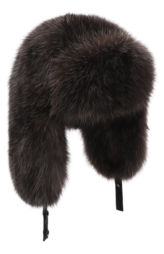Меховая шапка-ушанка из соболя MVST MH-01 SABLE FARM SIL 6/7 Коричневый MH-01 SABLE FARM SIL 6/7