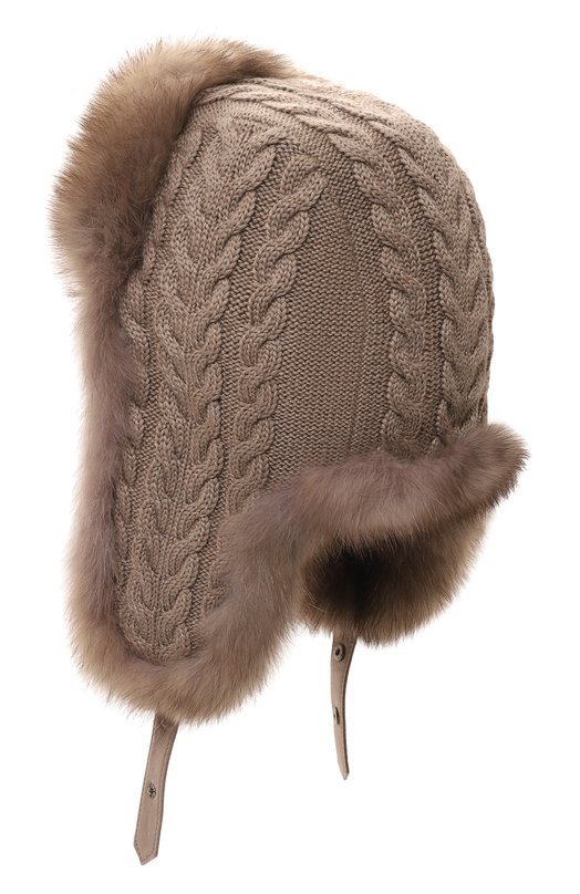 Шапка-ушанка с отделкой из соболя Black Sable BS-24005PB Бежевый  BS-24005PB Фото 2