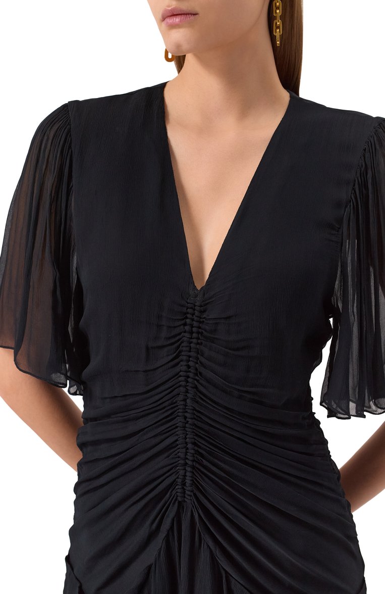 Женское платье из вискозы ISABEL MARANT ETOILE черного цвета, арт. 25PR00330FA/C1J07E | Фото 5 (Рукава: 3/4; Материал внешний: Вискоза; Длина Ж (юбки, платья, шорты): Мини; Женское Кросс-КТ: Платье-одежда; Случай: Повседневный; Стили: Бохо)