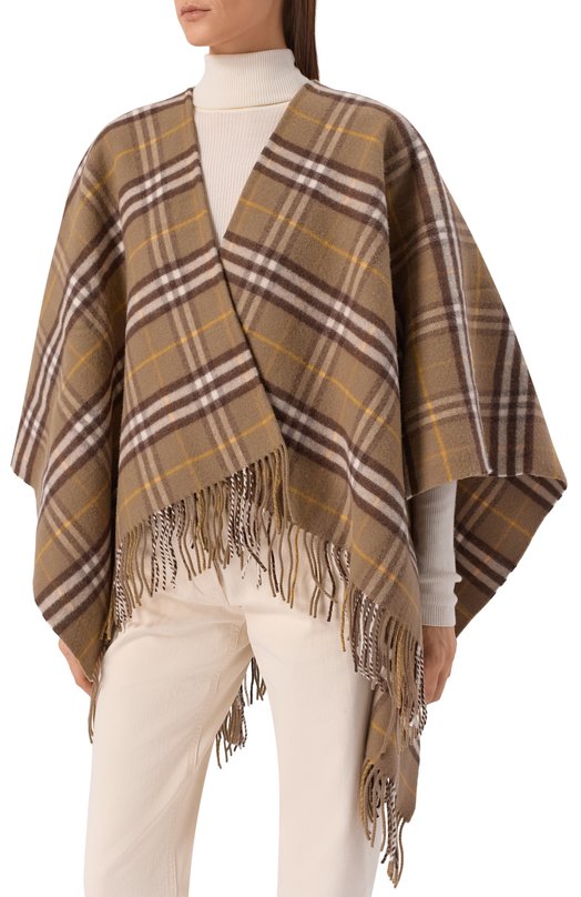 Пончо из шерсти и кашемира Burberry 8112996 Коричневый  8112996 Фото 4