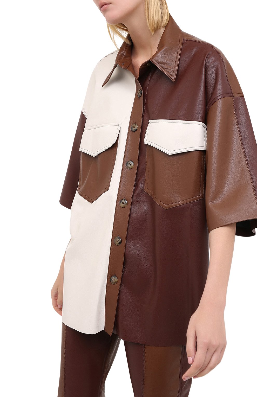 Рубашка NANUSHKA, арт. R0QUE_BR0WN PATCH_VEGAN LEATHER, фото 3