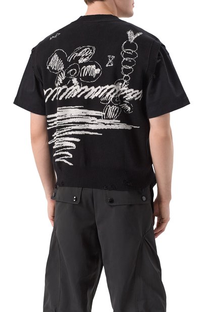 Жилет из хлопка и шерсти WHO_AM, арт. MV1-WIM1-BLK, фото 4