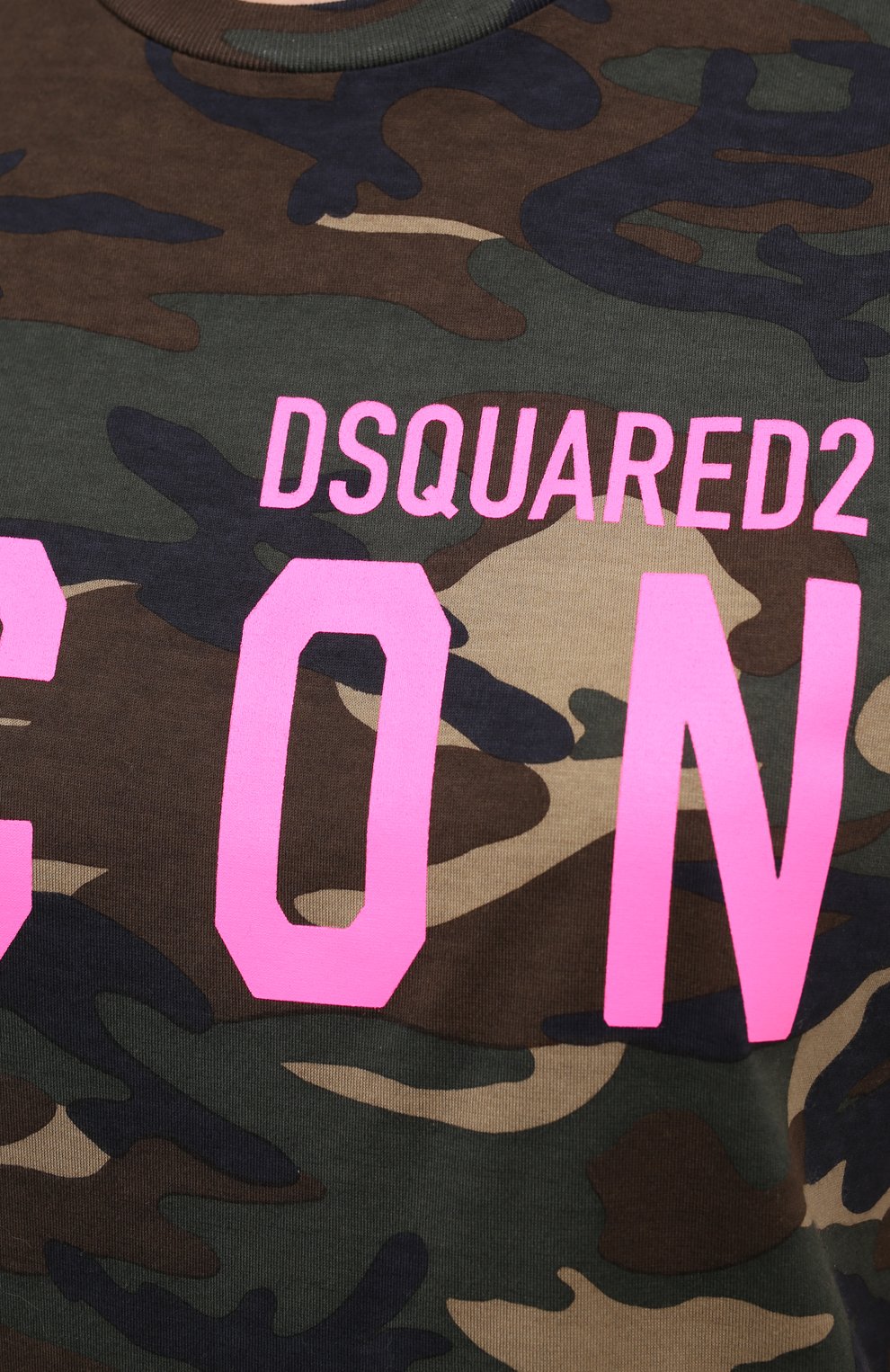 Футболка из вискозы DSQUARED2 хаки цвета по цене 23500 руб., арт. S80GC0008/S23723, фото 5 Футболка из вискозы DSQUARED2, арт. S80GC0008/S23723, фото 5