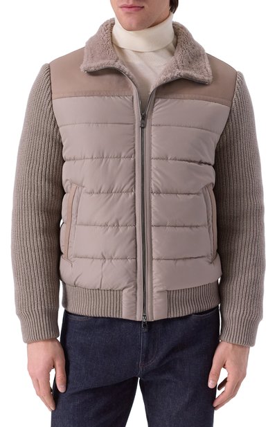 Комбинированный бомбер CORNELIANI бежевого цвета по цене 275500 руб., арт. 26L5N4-2620108, фото 3 Комбинированный бомбер CORNELIANI, арт. 26L5N4-2620108, фото 3