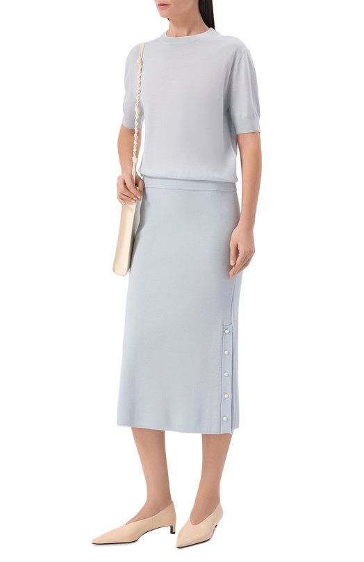 Шерстяная юбка Jil Sander J02MA0366/J14830 Голубой  J02MA0366/J14830 Фото 2