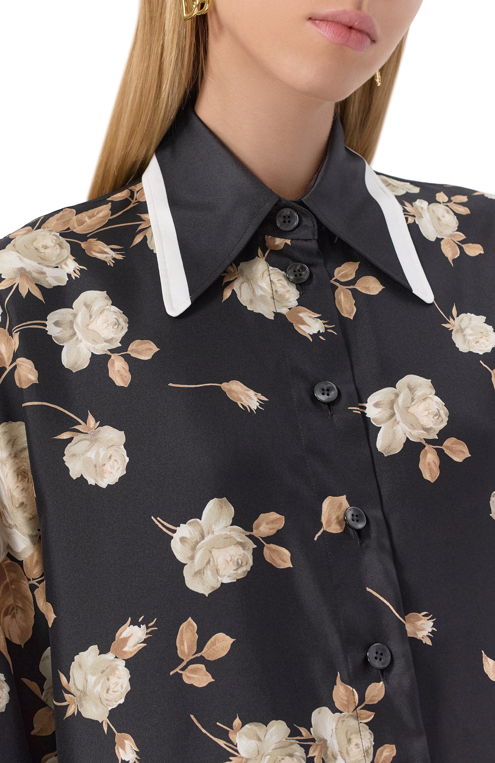 Шелковая блузка DOLCE & GABBANA черного цвета по цене 231000 руб., арт. F5Q42T/HI10G, фото 5 Шелковая блузка DOLCE & GABBANA, арт. F5Q42T/HI10G, фото 5