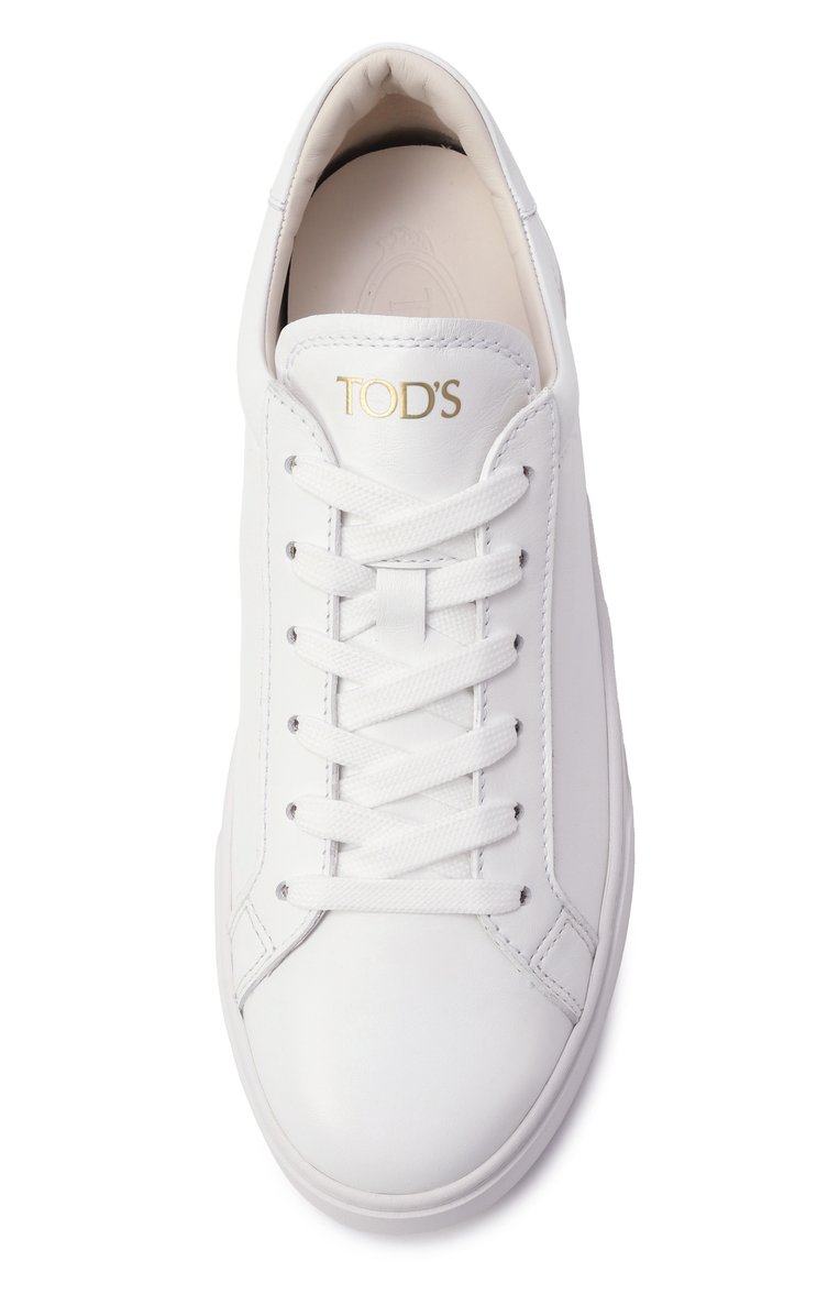 Женские кожаные кеды TOD’S белого цвета, арт. XXW04L0HZ40/JUS | Фото 6 (Материал внутренний: Натуральная кожа; Материал внешний: Натуральная кожа; Подошва: Платформа; Стили: Кэжуэл; Кросс-КТ: Низкие; Материал утеплителя: Без утеплителя; Автоматизация ТО: Проставлено; Автоматизация состава: Проставлено)