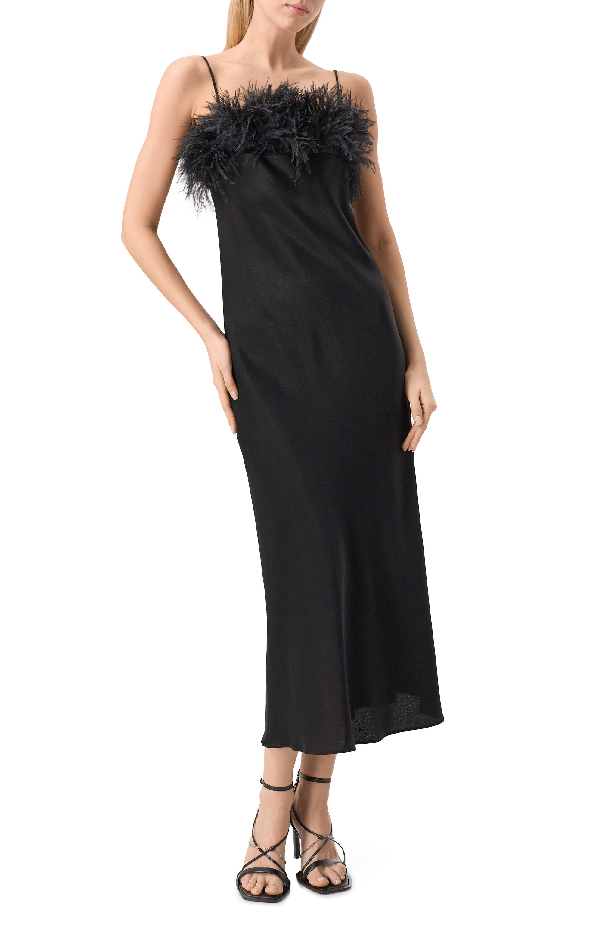 Атласное платье с отделкой перьями ANTONELLI FIRENZE, арт. L6735N/794, фото 3
