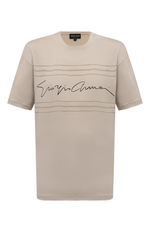 Хлопковая футболка Giorgio Armani GM000159/TE10333 Бежевый GM000159/TE10333