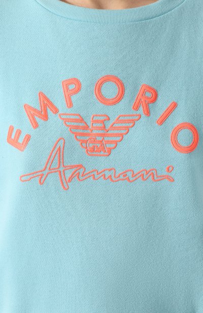 Хлопковое платье EMPORIO ARMANI голубого цвета по цене 15700 руб., арт. 164322/0P287, фото 5 Хлопковое платье EMPORIO ARMANI, арт. 164322/0P287, фото 5