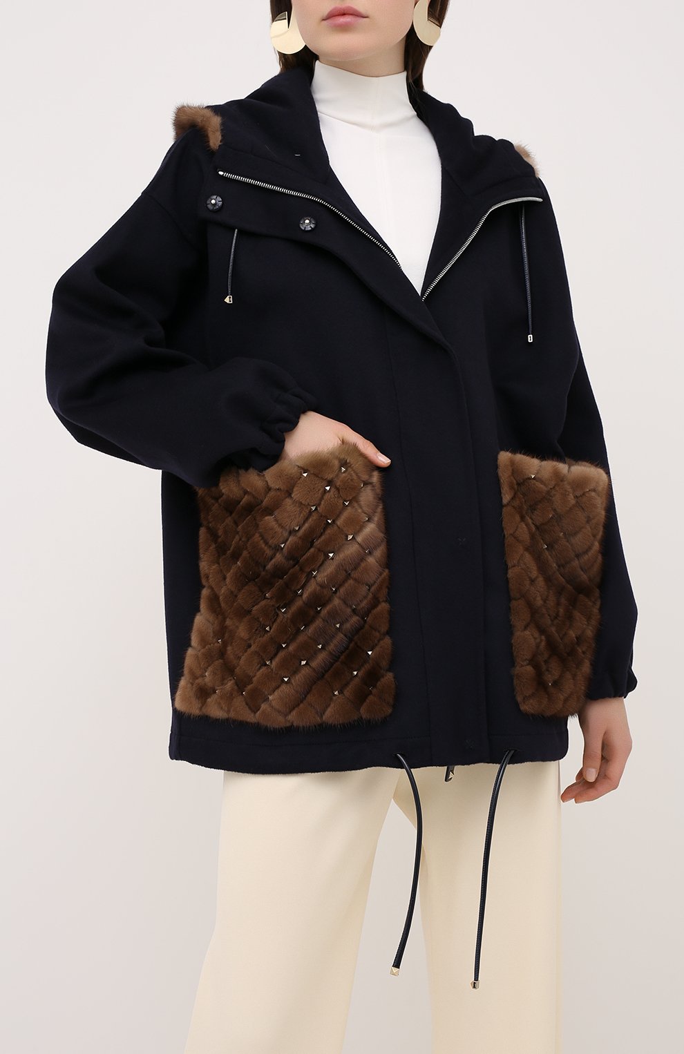 Пальто с отделкой мехом норки VALENTINO, арт. UF3FBC90DMF, фото 3