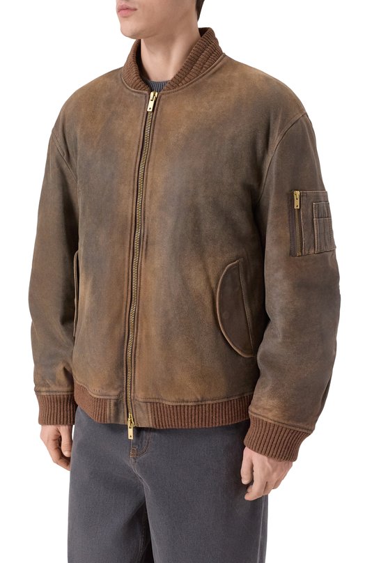 Кожаный бомбер Golden Goose Deluxe Brand GUP02489.P002168 Коричневый  GUP02489.P002168 Фото 3