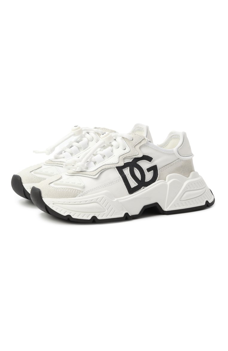 Мужского комбинированные кроссовки daymaster DOLCE & GABBANA белого цвета, арт. DA5119/AQ040/24-28 | Фото 1 (Нос: Не проставлено; Материал внешний: Текстиль; Материал внутренний: Натуральная кожа; Региональные ограничения белый список (Axapta Mercury): Не проставлено; Стили: Гранж)