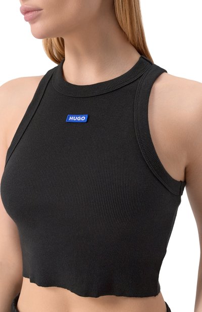 Хлопковый топ HUGO BLUE черного цвета по цене 5475 руб., арт. 50511450, фото 5 Хлопковый топ HUGO BLUE, арт. 50511450, фото 5