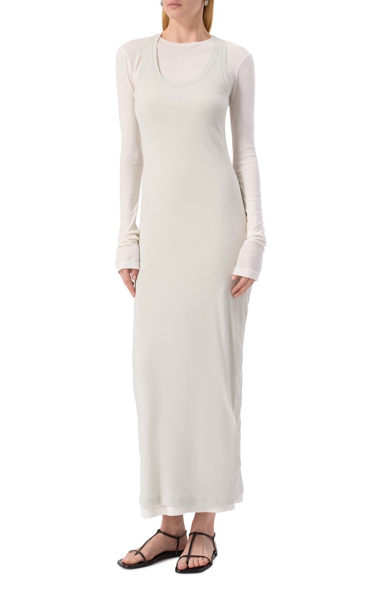 Женское комплект из трех платьев JIL SANDER хаки цвета, арт. J40FV0103/JTN356 | Фото 7 (Автоматизация ТО: Проставлено; Автоматизация состава: Проставлено; Стили: Минимализм; Случай: Повседневный; Материал внешний: Хлопок; Длина Ж (юбки, платья, шорты): Миди; Женское Кросс-КТ: Платье-одежда; Рукава: Длинные)