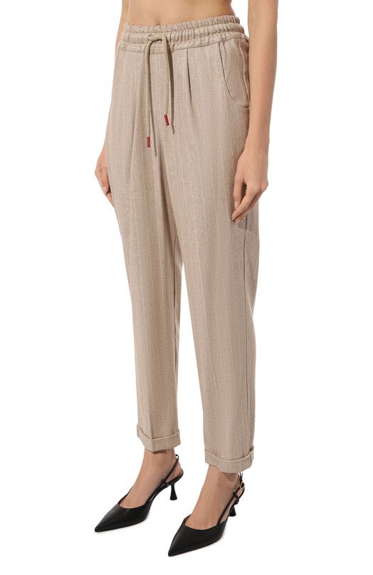 Брюки из шерсти и вискозы Kiton D55112K0554C Бежевый  D55112K0554C Фото 3