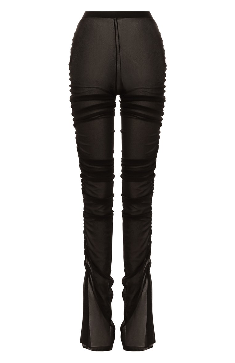 Женские брюки RICK OWENS LILIES черного цвета, арт. LI01D6335/0T | Фото 1 (Материал внешний: Синтетический материал; Силуэт Ж (брюки и джинсы): Р�асклешенные; Стили: Гранж; Женское Кросс-КТ: Брюки-одежда; Длина (брюки, джинсы): Стандартные)