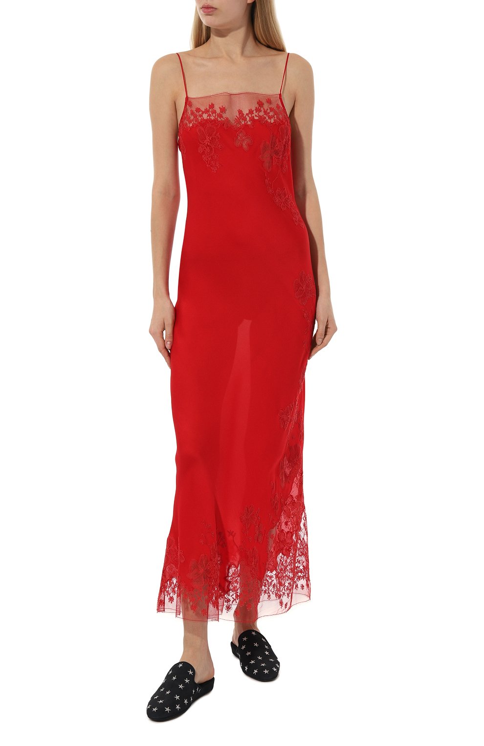 Шелковая сорочка CARINE GILSON красного цвета по цене 245000 руб., арт. SA0200AP, фото 2 Шелковая сорочка CARINE GILSON, арт. SA0200AP, фото 2