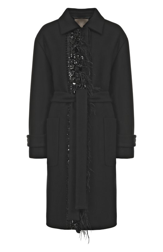 Шерстяное пальто Elie Saab C0007 Чёрный C0007