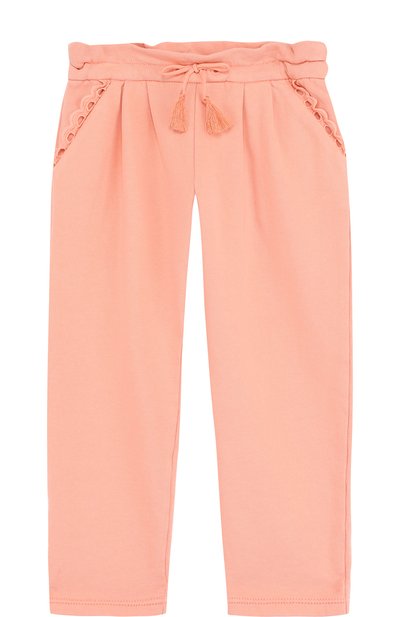 Хлопковые брюки прямого кроя на кулиске CHLOÉ, арт. C04112/2A-3A, фото 1