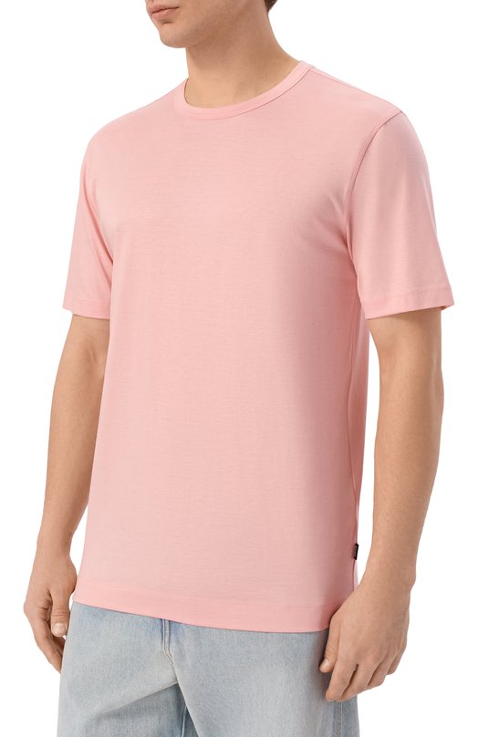Футболка из лиоцелла и хлопка BOSS 50513674 Розовый  50513674 Фото 3