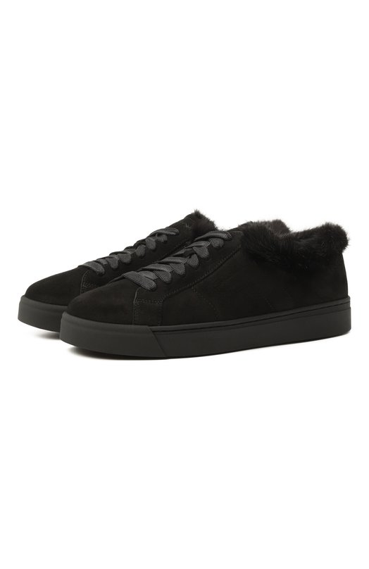 Замшевые кеды Santoni WBGG61436NE0P0SV Чёрный WBGG61436NE0P0SV