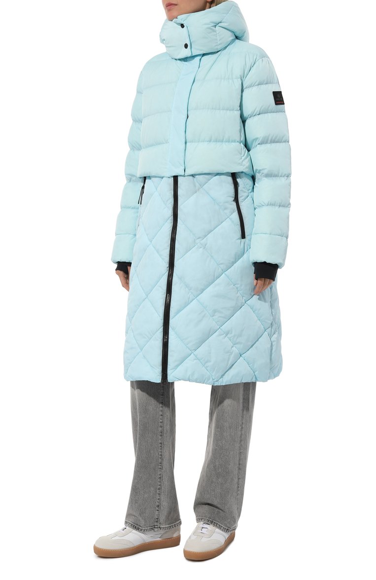 Женский пуховик BOGNER FIRE+ICE голубого цвета, арт. 44527515 | Фото 3 (Рукава: Длинные; Длина (верхняя одежда): До колена; Материал утеплителя: Пух и перо; Материал внешний: Синтетический материал; Стили: Спорт-шик; Кросс-КТ: Пуховик)