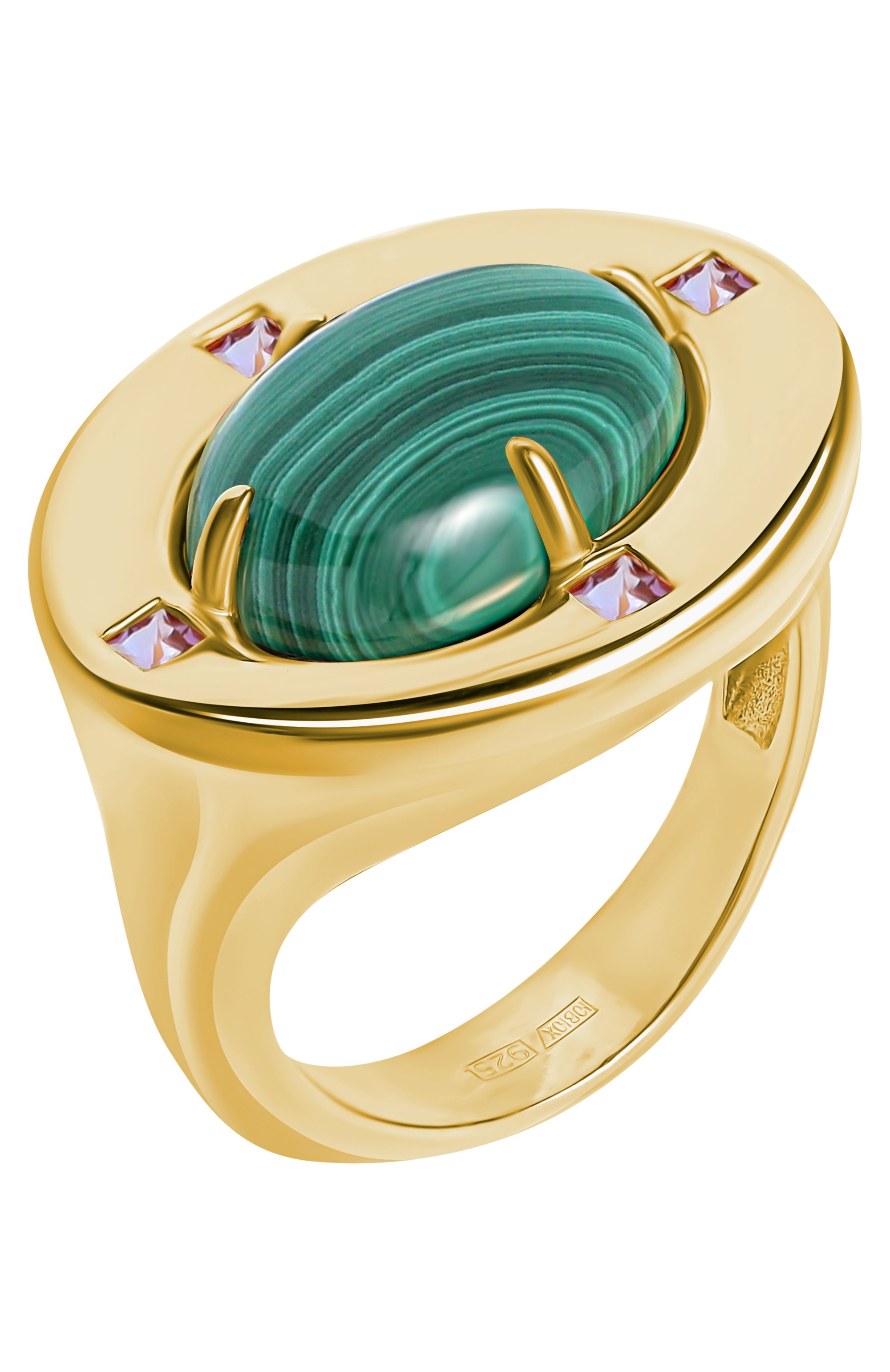 Кольцо ai с малахитом и ам етистами MOONKA, арт. ai-bg-r-mal, фото 3