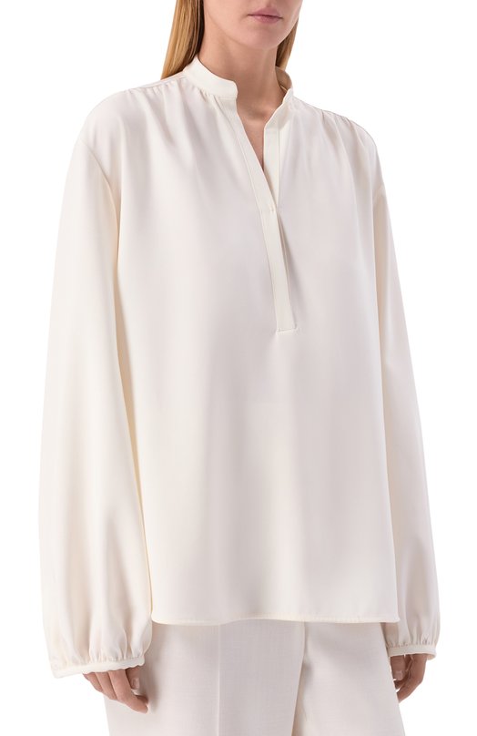 Шелковая блузка Kiton D61422K0977 Кремовый  D61422K0977 Фото 3