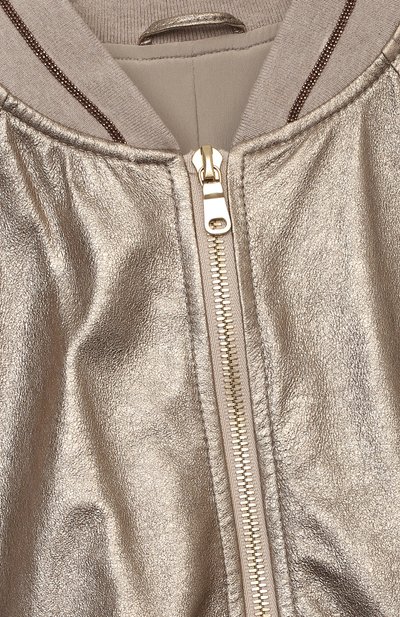 Кожаный бомбер BRUNELLO CUCINELLI золотого цвета по цене 209000 руб., арт. B0PELY620B, фото 3 Кожаный бомбер BRUNELLO CUCINELLI, арт. B0PELY620B, фото 3