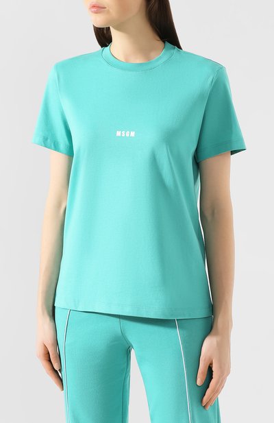 Хлопковая футболка MSGM светло-зеленого цвета по цене 9350 руб., арт. 2841MDM225 207298, фото 3 Хлопковая футболка MSGM, арт. 2841MDM225 207298, фото 3