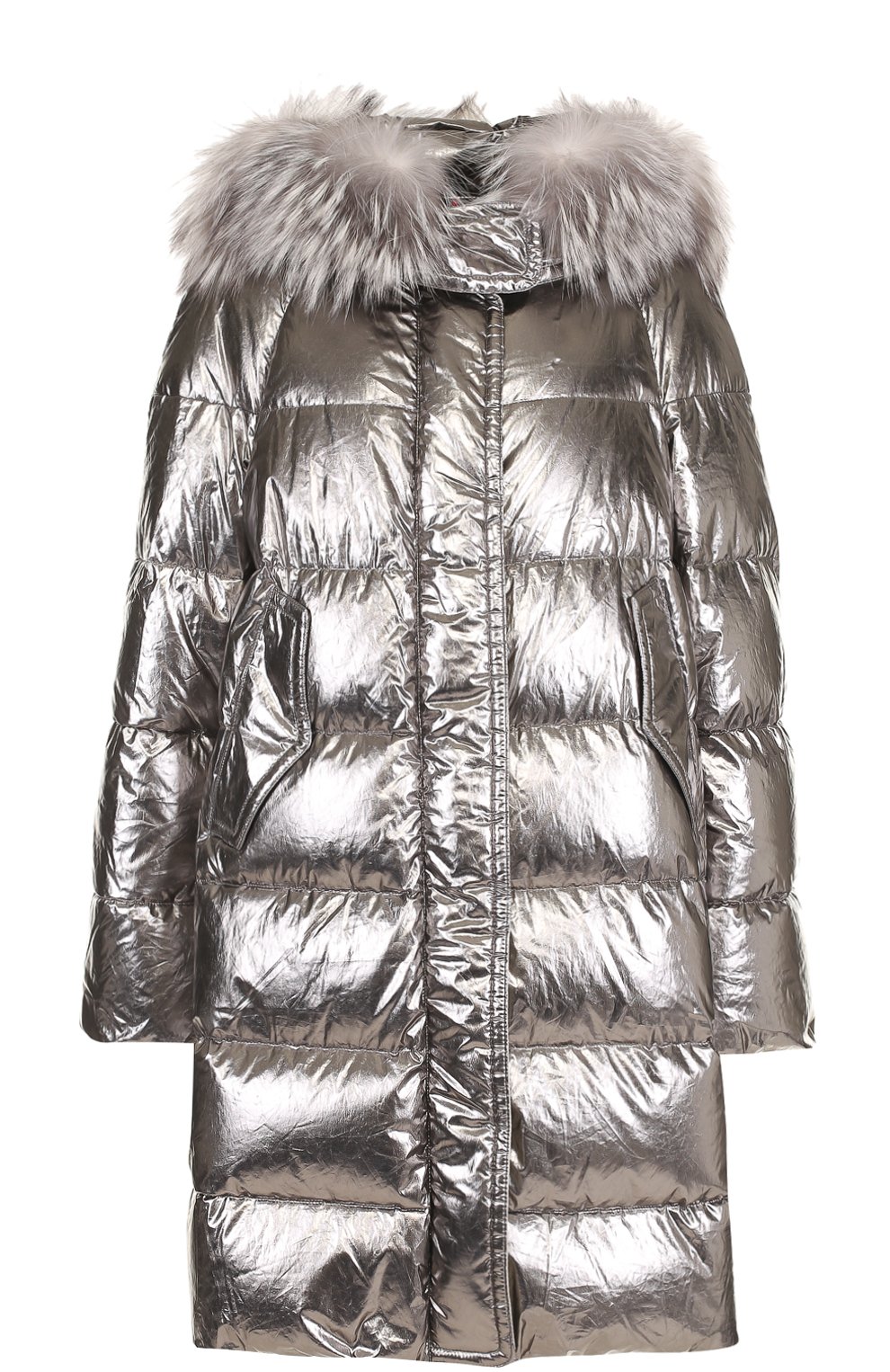 Стеганый пуховик с отделкой из меха лисы MONCLER, арт. C2-093-49973-25-549F8, фото 1