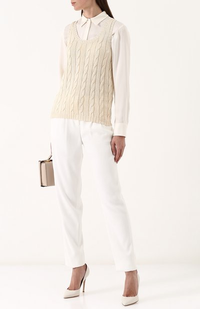 Шелковый топ фактурной вязки без рукавов RALPH LAUREN, арт. 290703704, фото 2