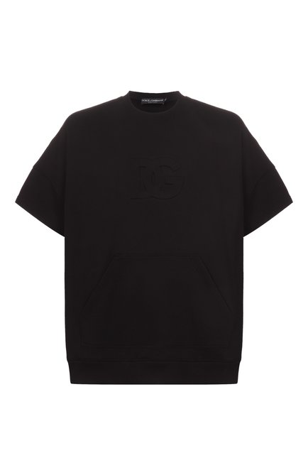 Мужская хлопковая футболка DOLCE & GABBANA черного цвета, арт. G9BNCZ/G702S | Фото 1 (Драгоценные камни: Проставлено; Материал внешний: Хлопок; Рукава: Короткие; Материал сплава: Проставлено; Длина (для топов): Стандартные)