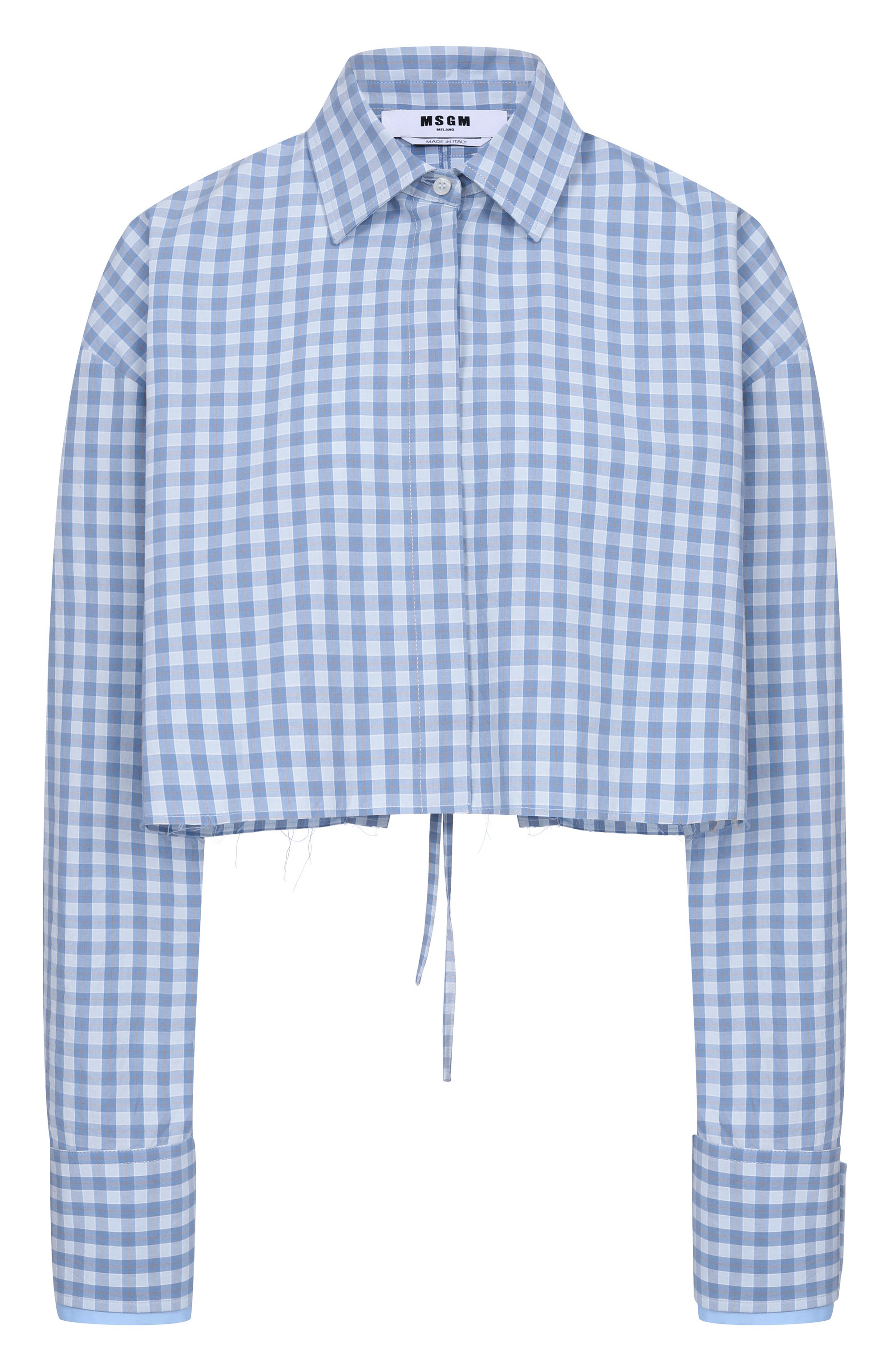 Хлопковая рубашка MSGM голубого цвета по цене 39050 руб., арт. 4041MDE12Y/267108, фото 1 Хлопковая рубашка MSGM, арт. 4041MDE12Y/267108, фото 1