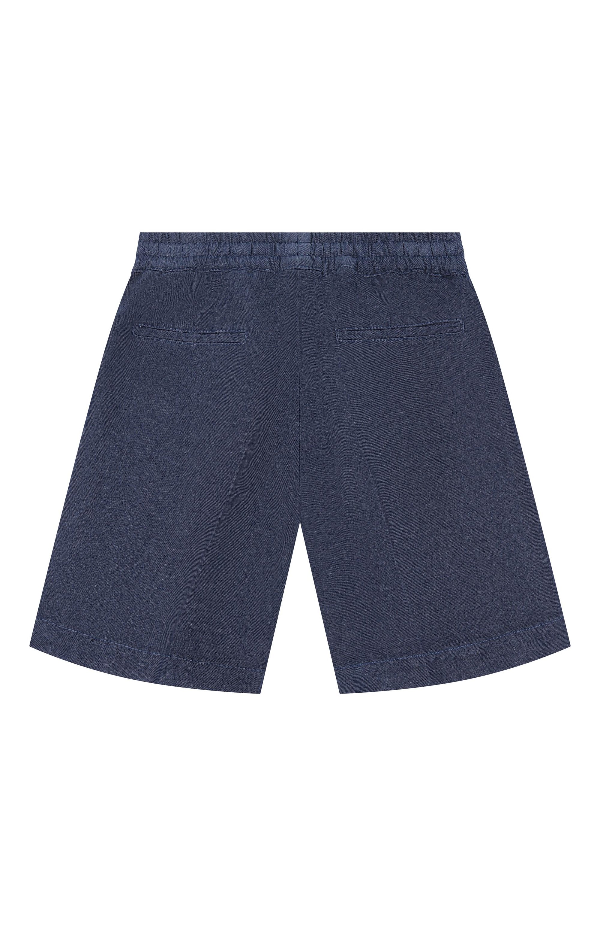 Льняные шорты BRUNELLO CUCINELLI темно-синего цвета по цене 39950 руб., арт. B243DP902A, фото 2 Льняные шорты BRUNELLO CUCINELLI, арт. B243DP902A, фото 2