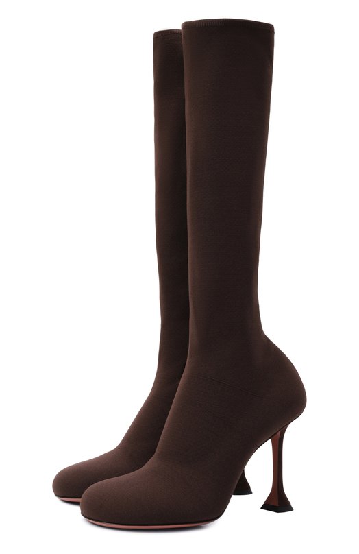 Текстильные сапоги Veneda 95 Amina Muaddi VENEDA STRETCH B00T 95/FINE KNIT Коричневый VENEDA STRETCH B00T 95/FINE KNIT