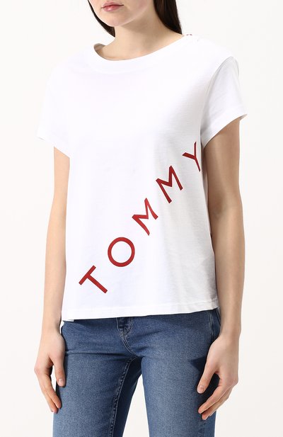 Хлопковая футболка свободного кроя с круглым вырезом TOMMY HILFIGER, арт. WW0WW21722, фото 3