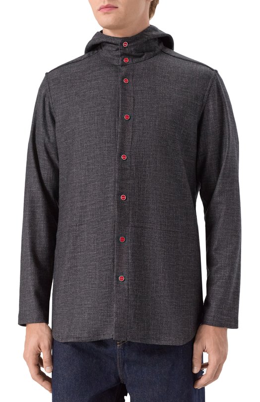 Рубашка из шерсти и шелка Kiton UMCPETEK0119G02 Серый  UMCPETEK0119G02 Фото 3