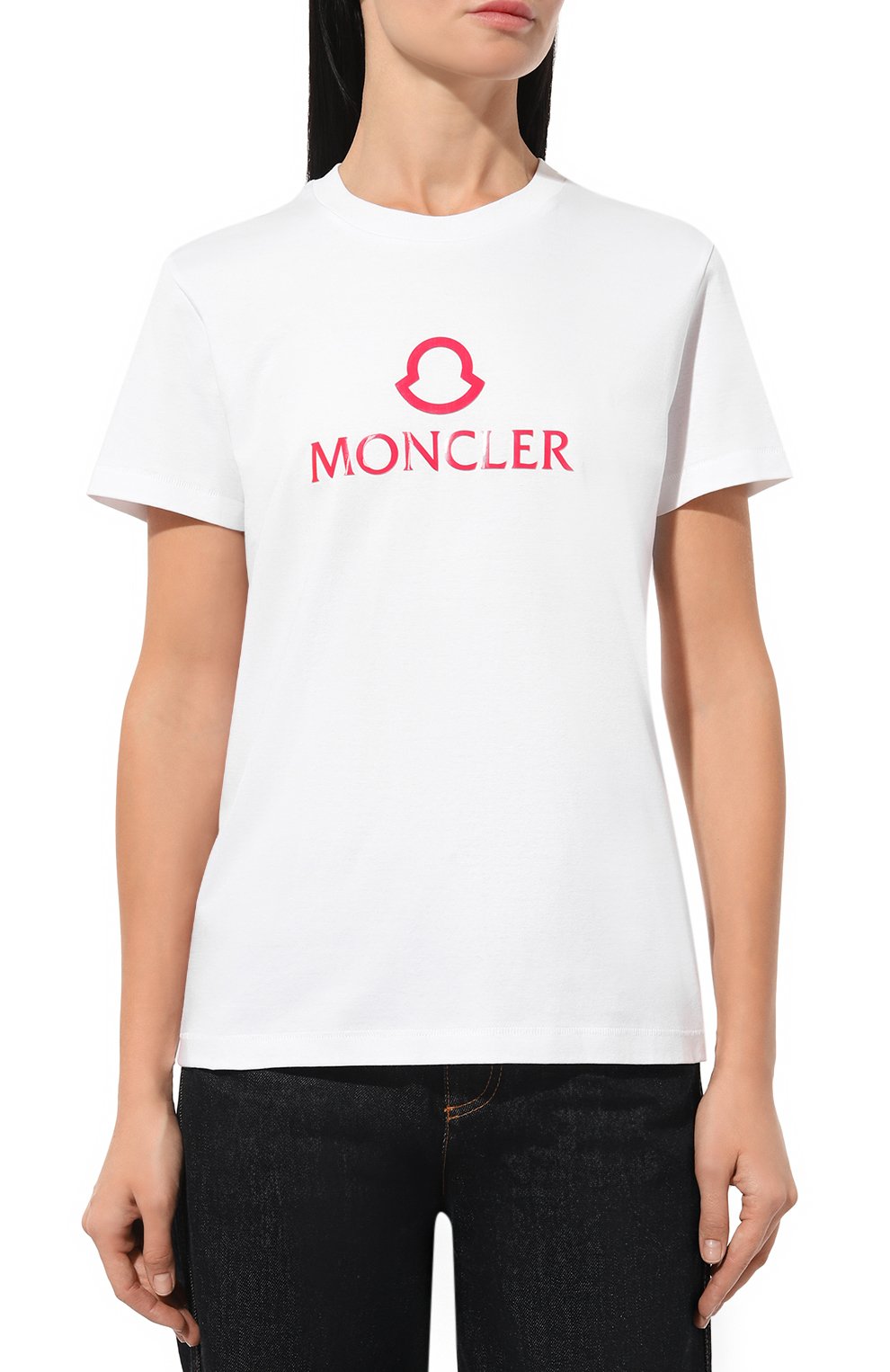 Хлопковая футболка MONCLER белого цвета по цене 29950 руб., арт. 8C000-06-809CR, фото 3 Хлопковая футболка MONCLER, арт. 8C000-06-809CR, фото 3