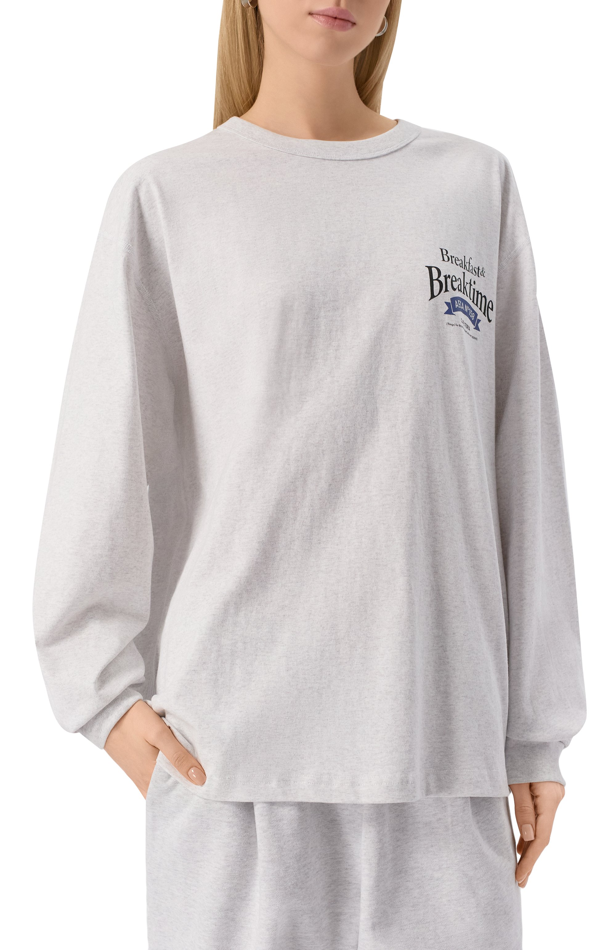 Хлопковый свитшот AECA WHITE, арт. AWCMSSBBTTLST001A2.LIGHT GREY (L), фото 3
