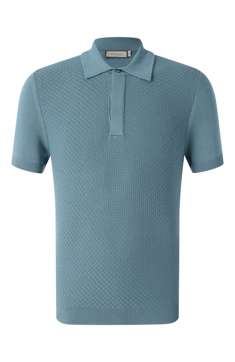 Мужское поло CANALI бирюзового цвета, арт. C1068/MK02267 | Фото 1 (Драгоценные камни: Проставлено; Материал сплава: Проставлено; Рукава: Короткие; Длина (для топов): Стандартные; Материал внешний: Хлопок, Синтетический материал; Застежка: Пуговицы; Принт: Без принта; Кросс-КТ: Трикотаж; Стили: Кэжуэл)