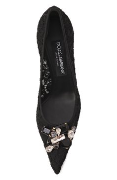 Женские текстильные туфли rainbow 105 DOLCE & GABBANA черного цвета, арт. CD1823/AQ074 | Фото 6 (Драгоценные камни: Проставлено; Материал внутренний: Текстиль; Каблук высота: Высокий; Материал сплава: Проставлено; Подошва: Плоская; Материал внешний: Текстиль; Каблук тип: Шпилька)
