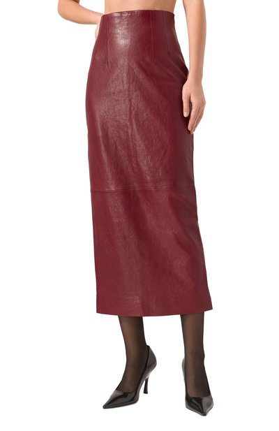 Кожаная юбка KHAITE бордового цвета по цене 351500 руб., арт. 4108843/L0XLEY, фото 3 Кожаная юбка KHAITE, арт. 4108843/L0XLEY, фото 3